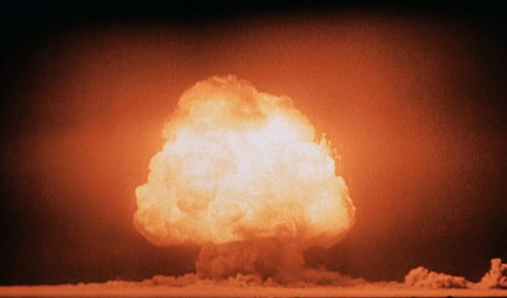 Trinity test, 16 July 1945 — the mushroom cloud of the world's first nuclear detonation, photographed seconds after the device fired.